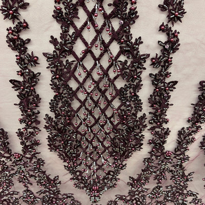 Beaded Lace Fabric Embroidered on 100% Polyester Net Mesh | Lace USA - GD-323