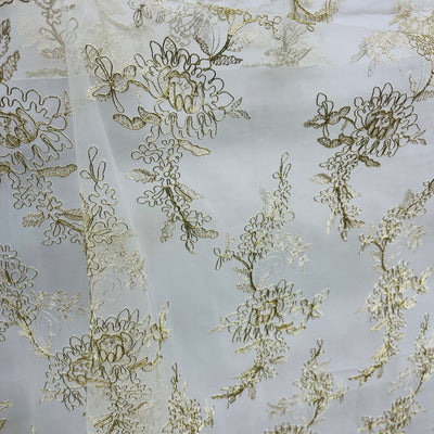 Corded Bridal Lace Fabric Embroidered on 100% Polyester Net Mesh | Lace USA - 96979W