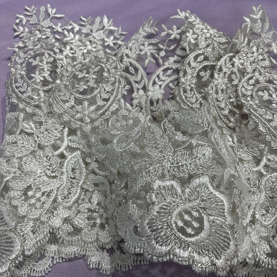 Floral Corded Lace Trim – 9" Wide Bridal, Quinceañera & Festa | Lace USA - 97039W/1