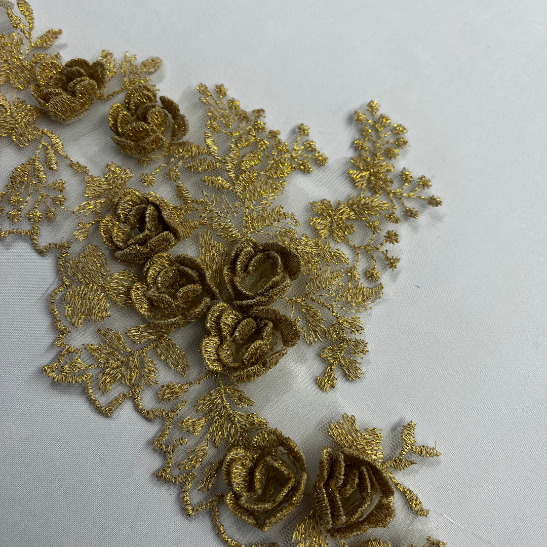 3D Floral Lace Trimming Embroidered on 100% Polyester Net Mesh | Lace USA - 21853W