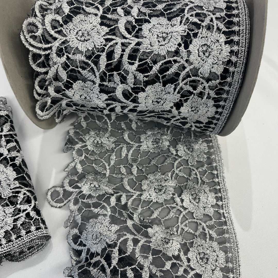 Embroidered Lace Trimming Embroidered on 100% Polyester Net Mesh | Lace USA - 21706W