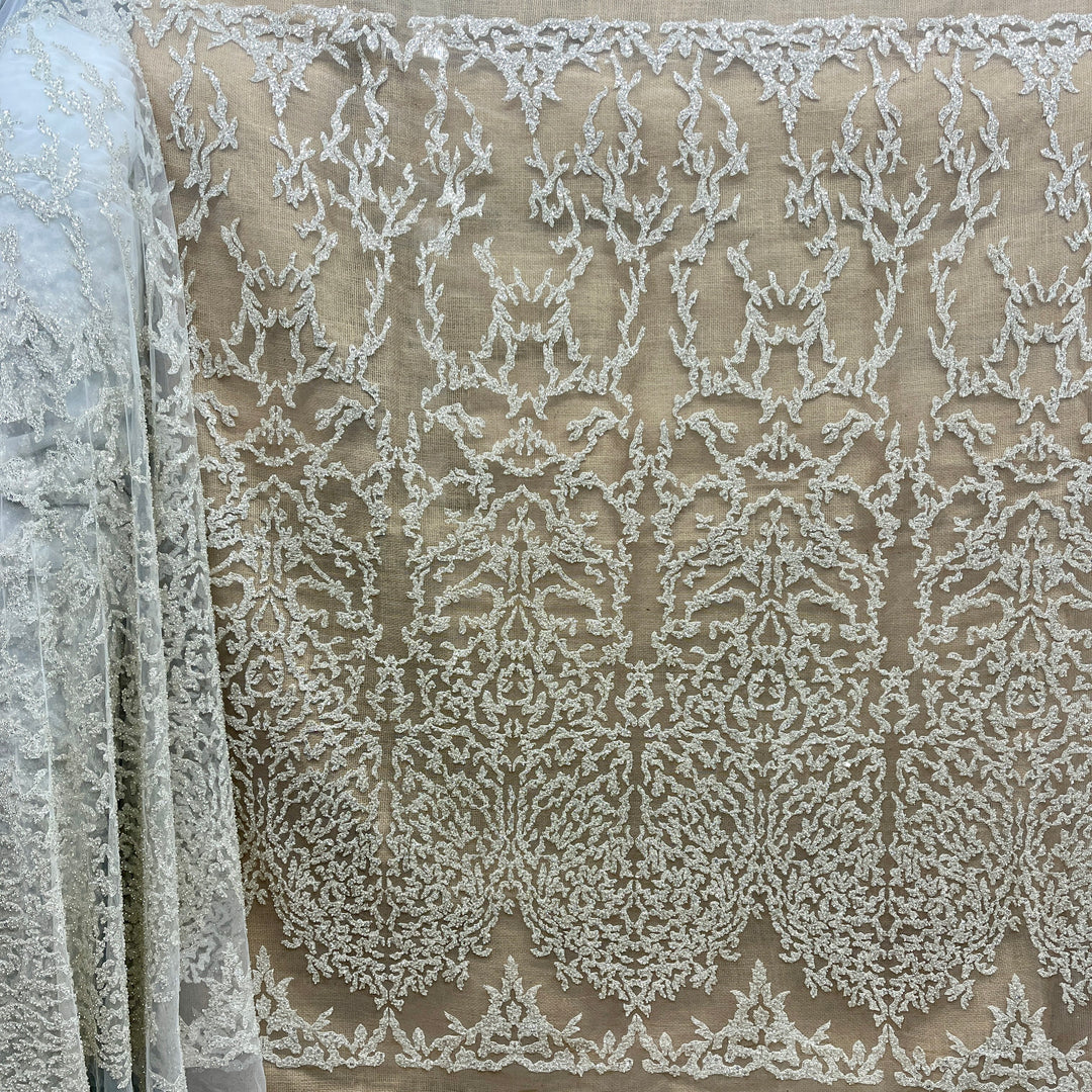 Beaded Lace Fabric Embroidered on 100% Polyester Net Mesh | Lace USA - GD-2915