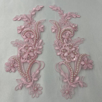 Beaded & Corded Floral Lace Applique Embroidered on 100% Polyester | Lace USA - KZ-67