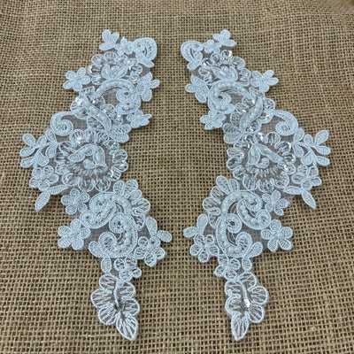 Beaded & Corded Floral Lace Applique Embroidered on 100% Polyester | Lace USA - KZ-25-HB