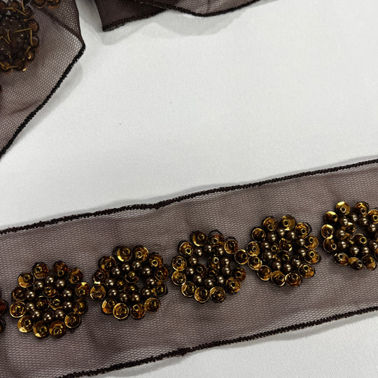 Beaded Lace Trimming Embroidered on 100% Polyester Mesh | Lace USA - 21766WN-BP