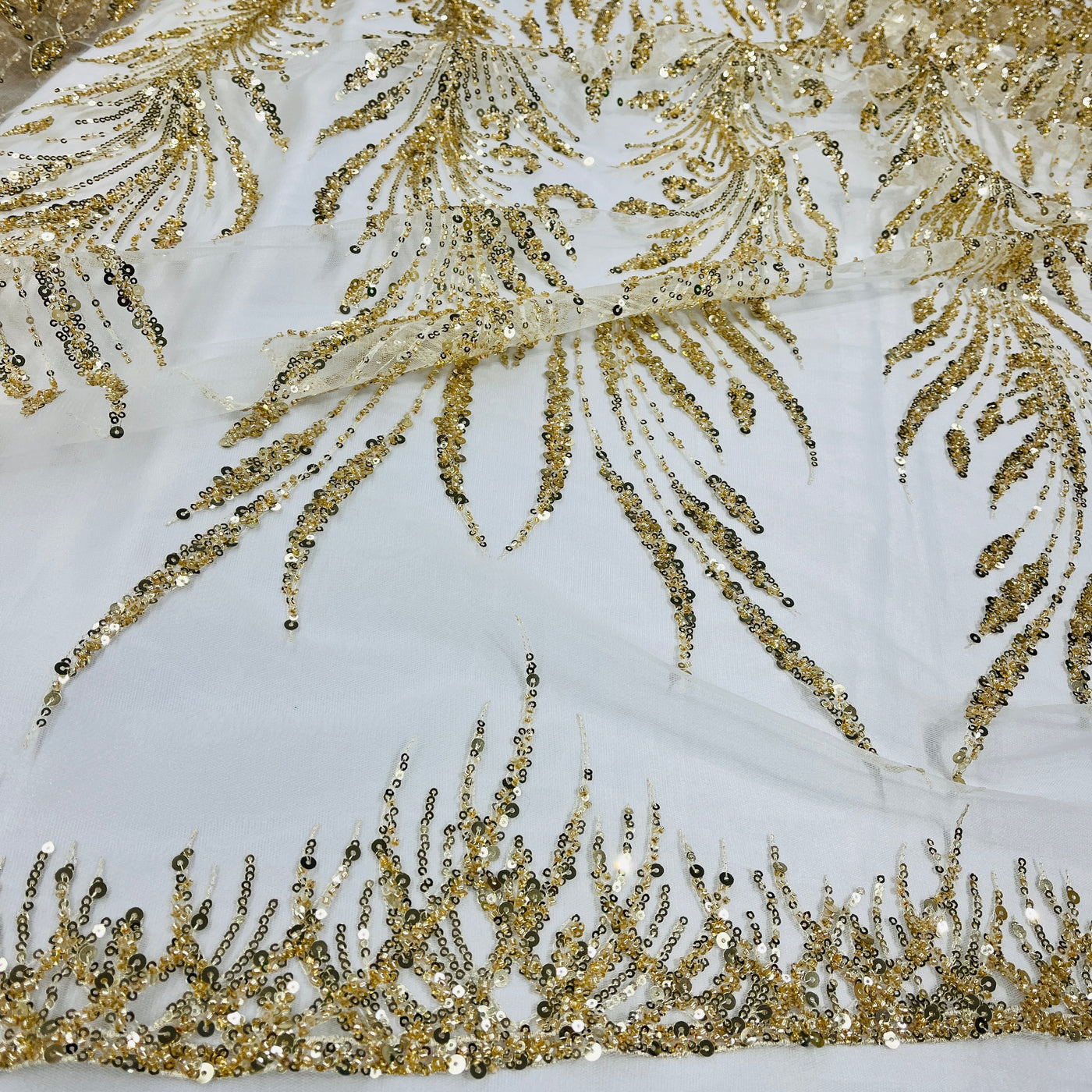 Beaded Lace Fabric Embroidered on 100% Polyester Net Mesh | Lace USA - GD-3785