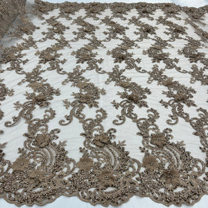 3D Floral Lace Fabric Embroidered on 100% Polyester Net Mesh | Lace USA - GD-2303