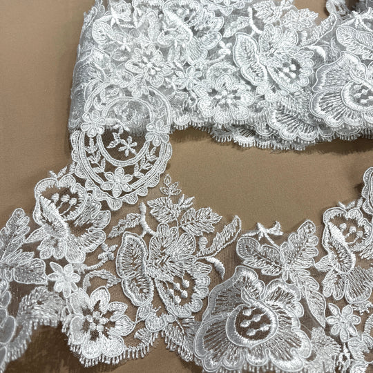 Floral Corded Lace Trim – 9" Wide Bridal, Quinceañera & Festa | Lace USA - 97039W/1