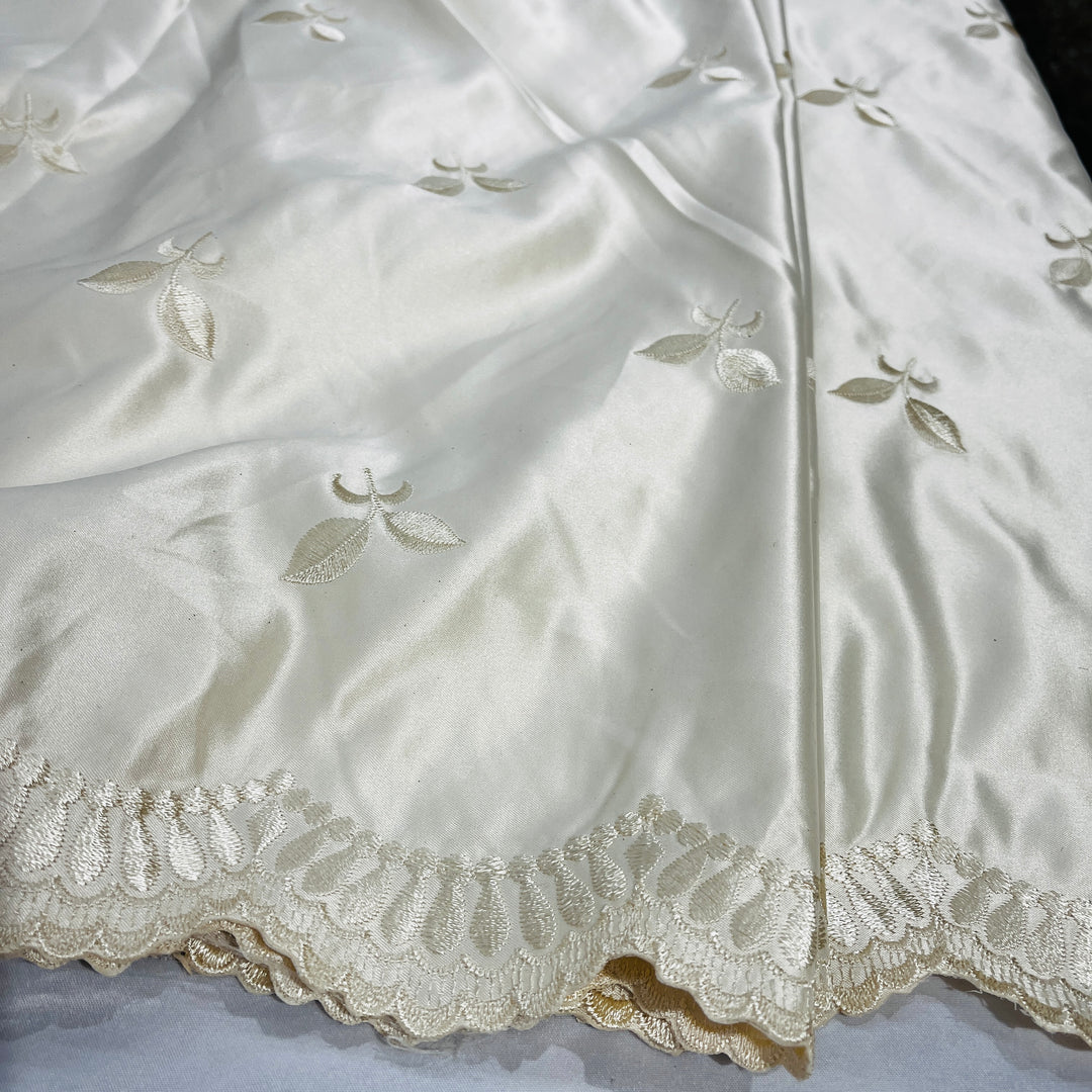 Bridal Lace Fabric Embroidered on 100% Polyester Satin | Lace USA - 30110S