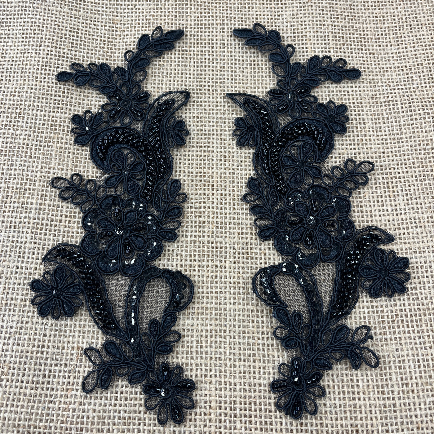 Beaded & Corded Floral Lace Applique Embroidered on 100% Polyester | Lace USA - KZ-67