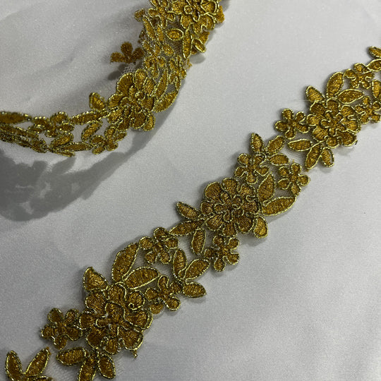 Corded Lace Trimming Embroidered on 100% Polyester Net Mesh | Lace USA - 97108W
