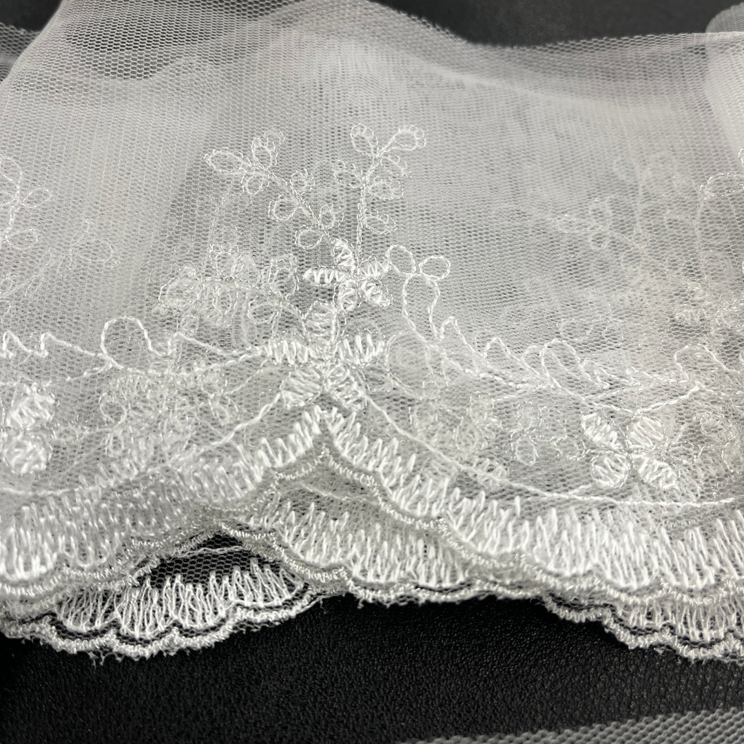 Embroidered Lace Trimming Embroidered on 100% Polyester Net Mesh | Lace USA - 21734W