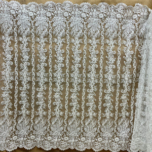 Beaded Lace Fabric Embroidered on 100% Polyester Net Mesh | Lace USA - GD-54129