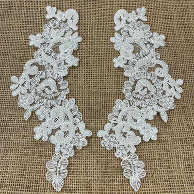 Beaded & Corded Floral Lace Applique Embroidered on 100% Polyester | Lace USA - KZ-25-HB