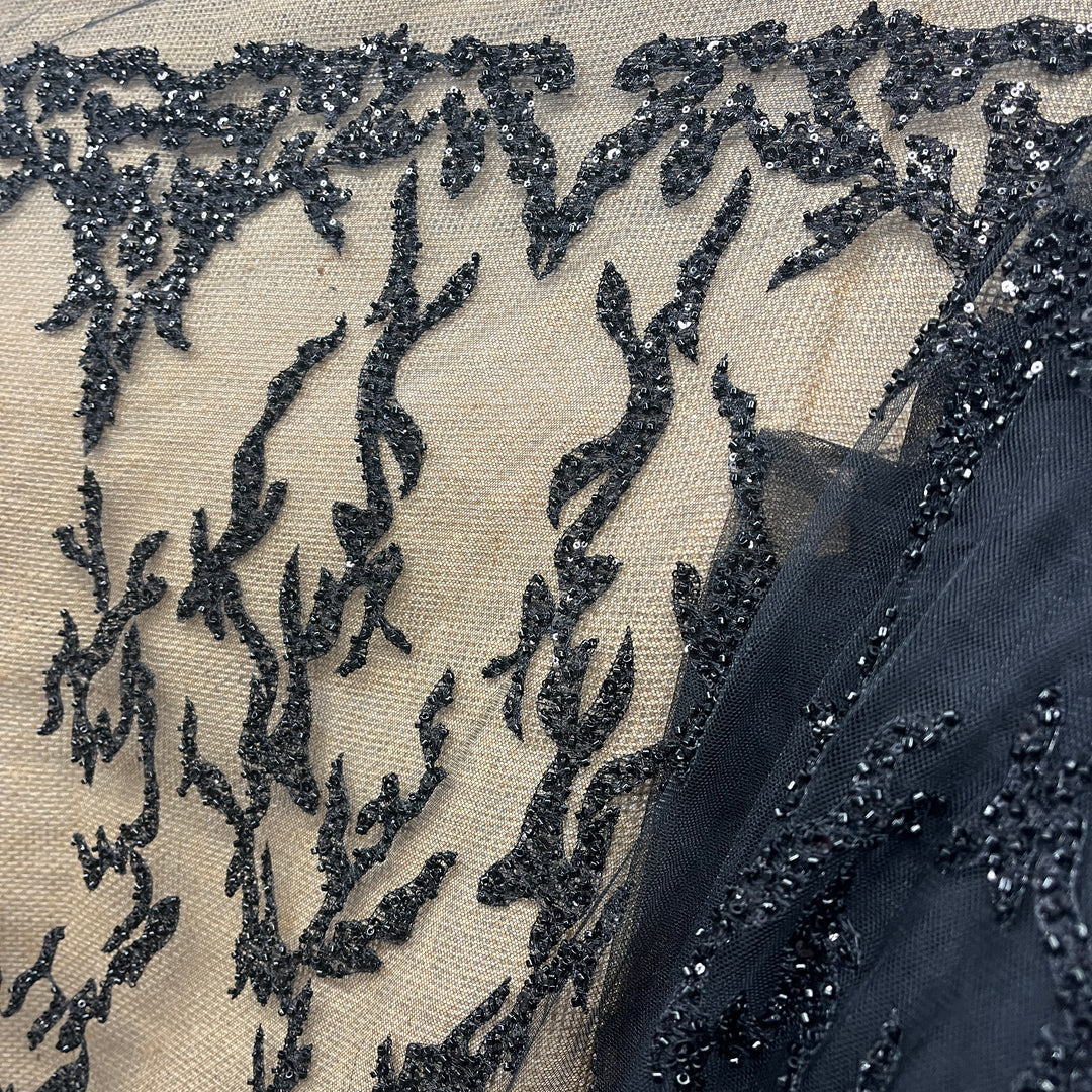 Beaded Lace Fabric Embroidered on 100% Polyester Net Mesh | Lace USA - GD-2915