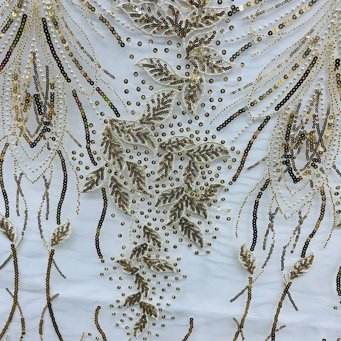 Beaded & Sequined Lace Fabric Embroidered on 100% Polyester Net Mesh | Lace USA - GD-2918