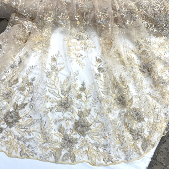 Beaded 3D Floral Lace Fabric – Embroidered Bridal, Quinceañera Lace | Lace USA -  GD-26230