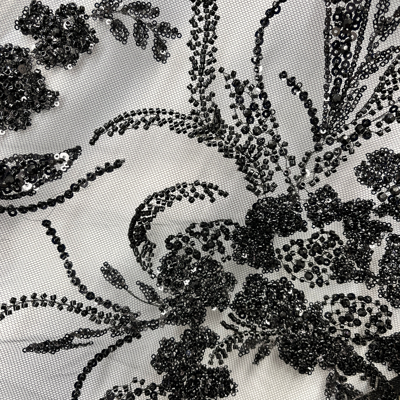 Beaded Lace Fabric Embroidered on 100% Polyester Net Mesh | Lace USA - GD-266 50" Wide