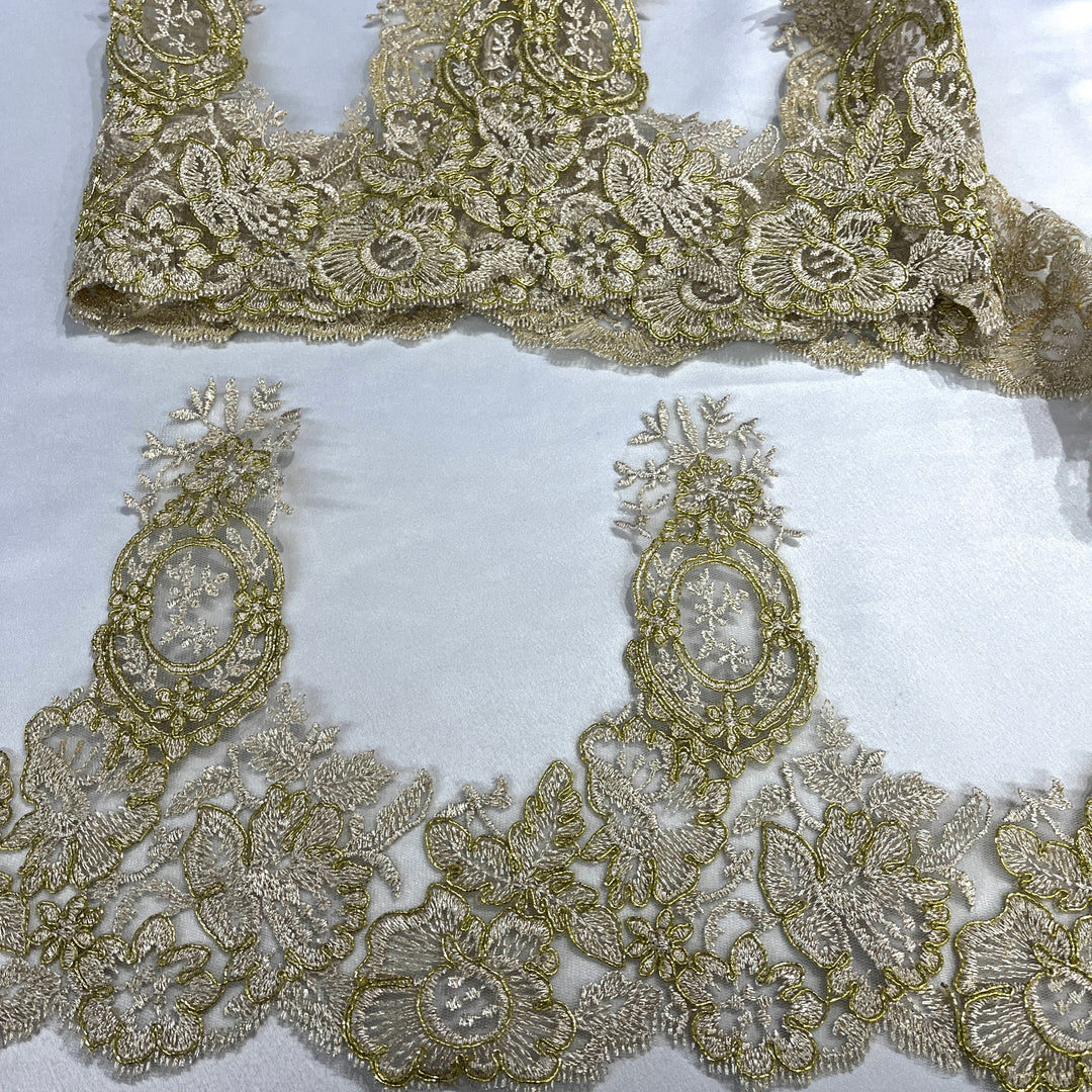 Floral Corded Lace Trim – 9" Wide Bridal, Quinceañera & Festa | Lace USA - 97039W/1