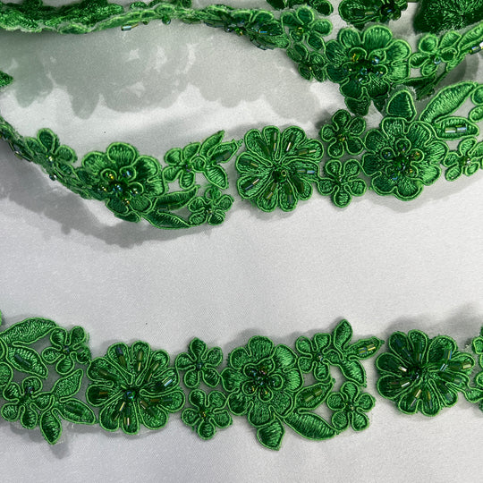 Beaded & Corded Lace Trimming Embroidered on 100% Polyester  Organza | Lace USA - 96278N-BP