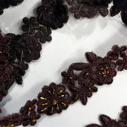 Beaded & Corded Lace Trimming Embroidered on 100% Polyester  Organza | Lace USA - 96278N-BP