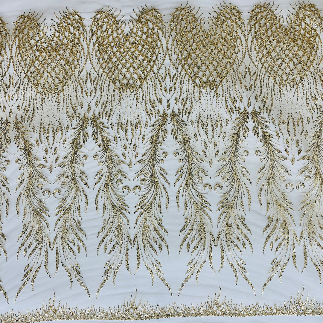 Beaded Lace Fabric Embroidered on 100% Polyester Net Mesh | Lace USA - GD-3785