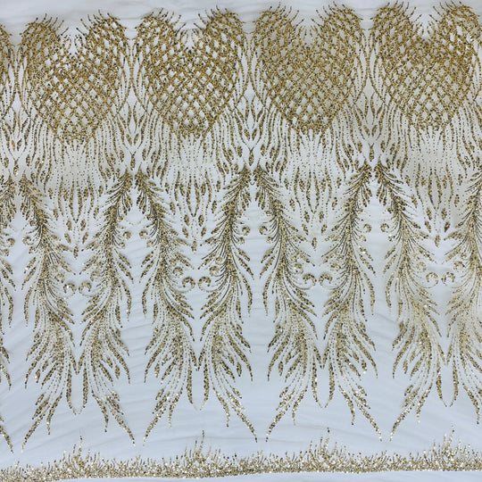Beaded Lace Fabric Embroidered on 100% Polyester Net Mesh | Lace USA - GD-3785