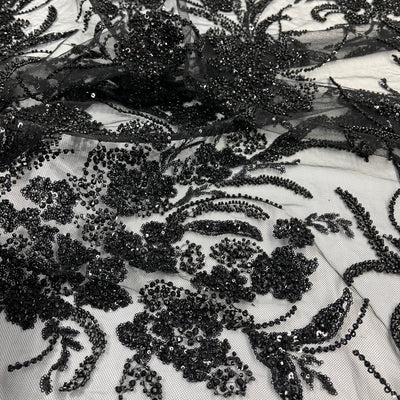 Beaded Lace Fabric Embroidered on 100% Polyester Net Mesh | Lace USA - GD-266 50" Wide