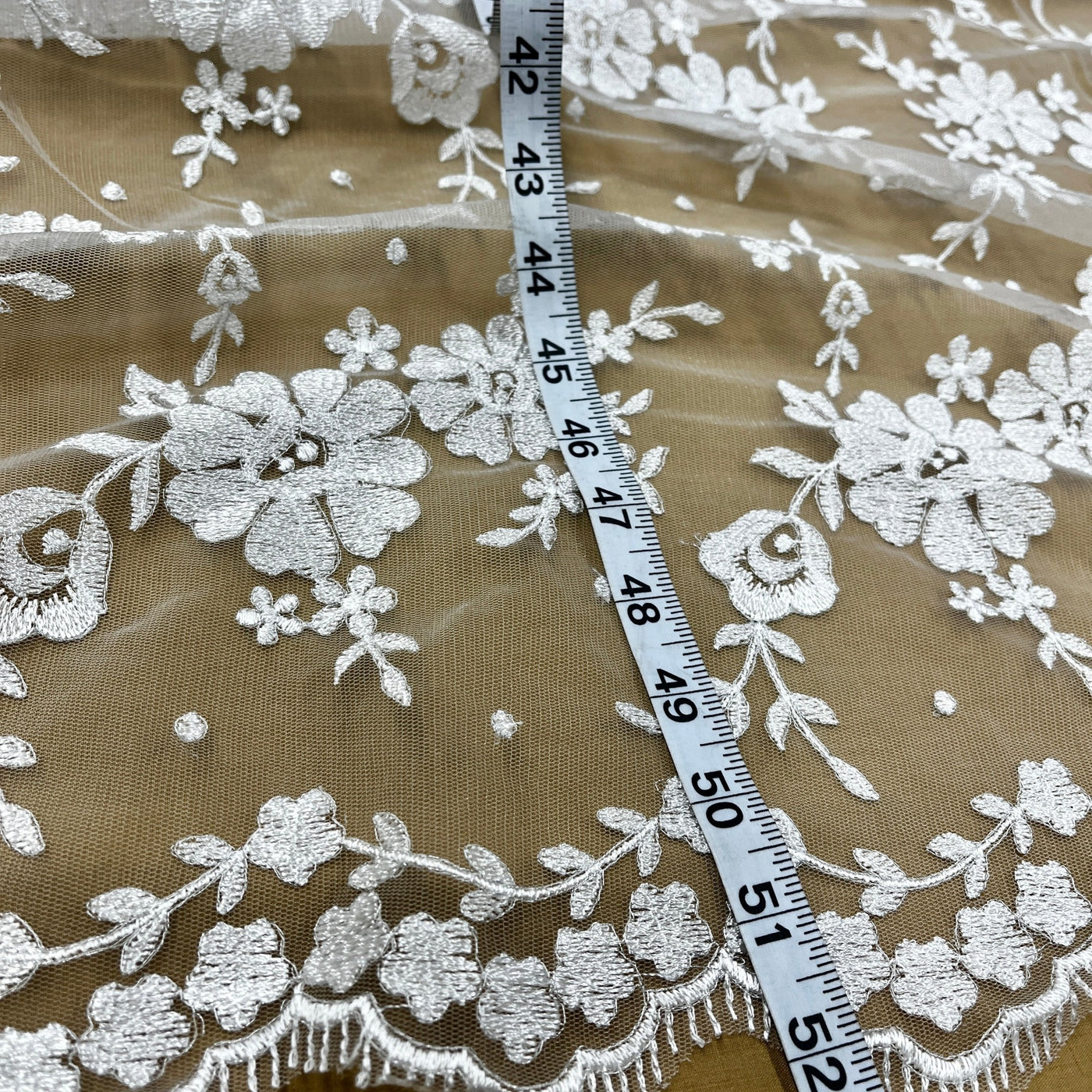 Lace Fabric Embroidered on 100% Polyester Net Mesh | Lace USA - 40861W