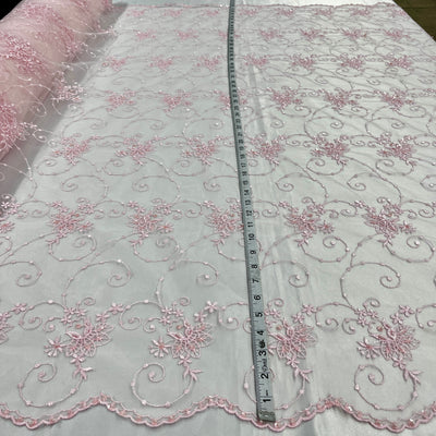 Beaded Lace Fabric Embroidered on 100% Polyester Net Mesh | Lace USA - 31094W-BP