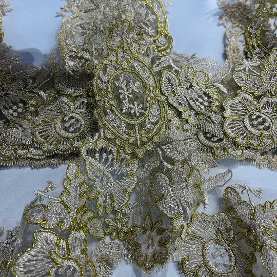 Floral Corded Lace Trim – 9" Wide Bridal, Quinceañera & Festa | Lace USA - 97039W/1
