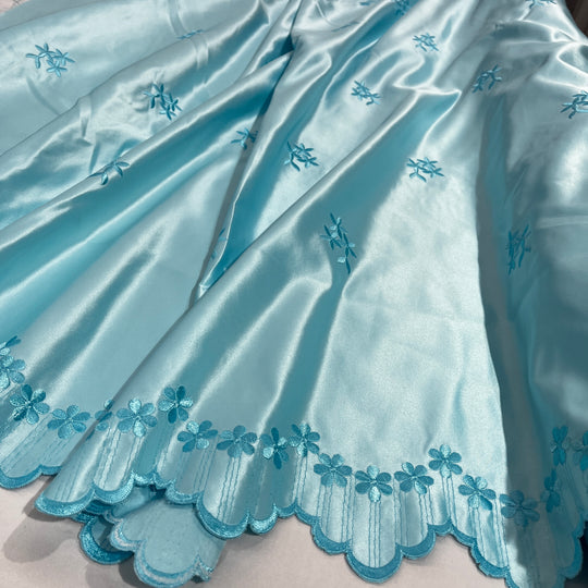 Bridal Lace Fabric Embroidered on 100% Polyester Satin | Lace USA - 31051S