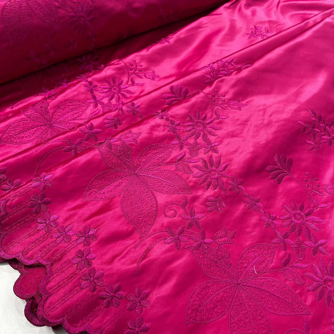 Bridal Lace Fabric Embroidered on 100% Polyester Satin | Lace USA - 31051S