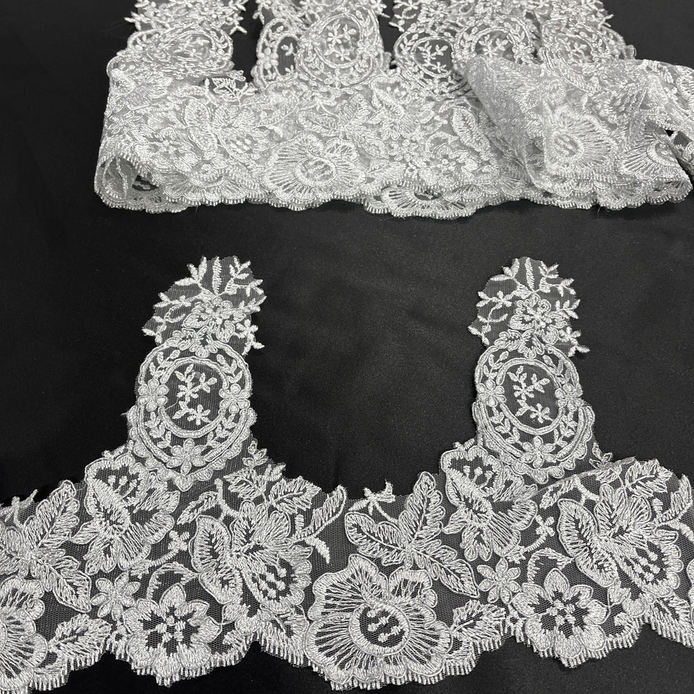 Floral Corded Lace Trim – 9" Wide Bridal, Quinceañera & Festa | Lace USA - 97039W/1