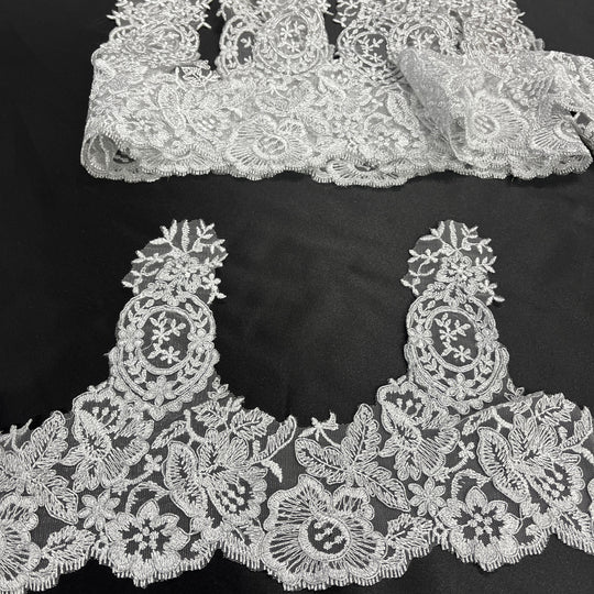 Floral Corded Lace Trim – 9" Wide Bridal, Quinceañera & Festa | Lace USA - 97039W/1
