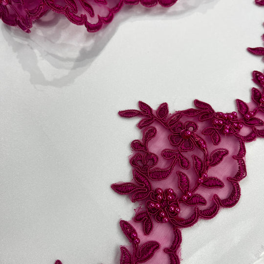 Beaded & Corded Lace Trimming Embroidered on 100% Polyester  Organza | Lace USA - 95909N-BP