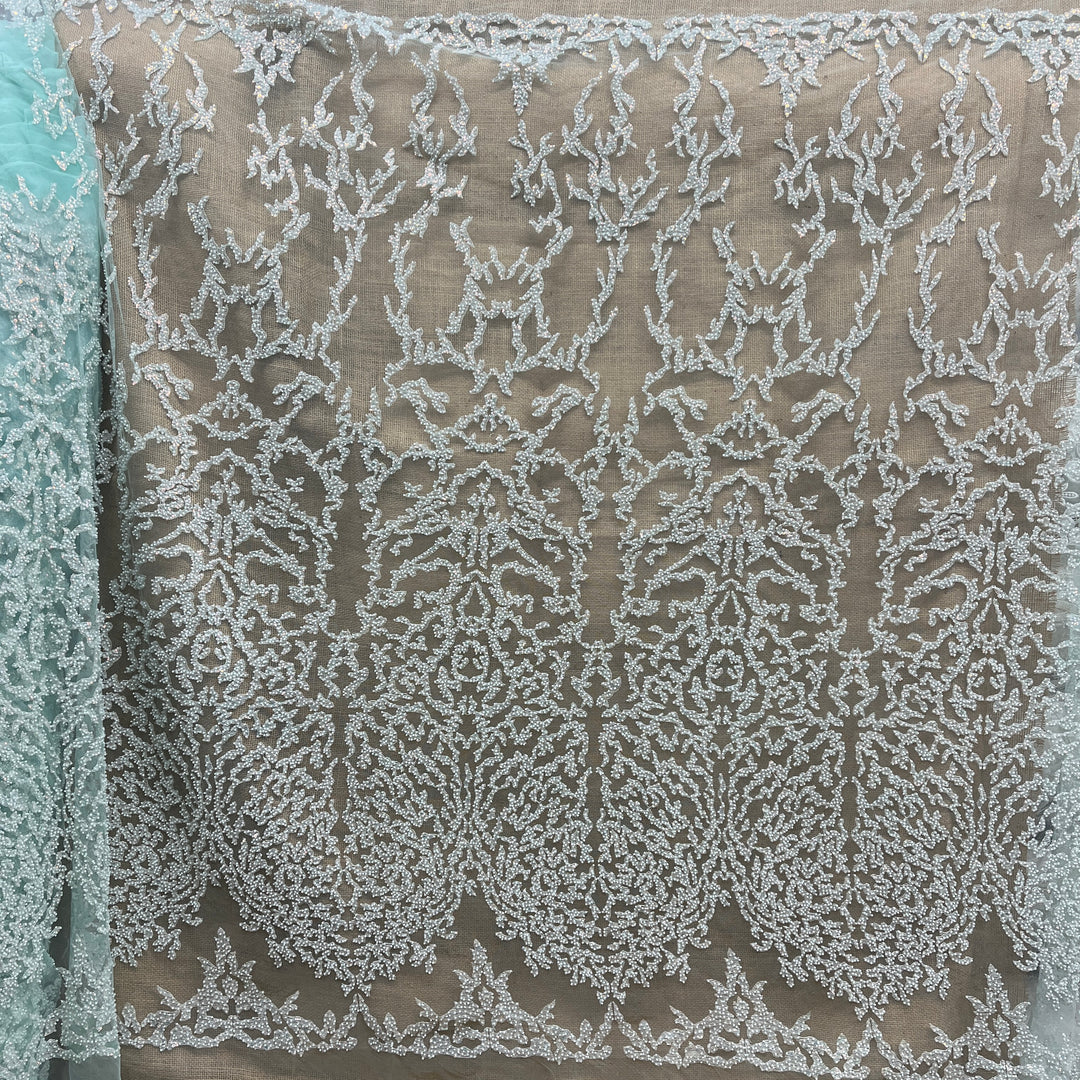 Beaded Lace Fabric Embroidered on 100% Polyester Net Mesh | Lace USA - GD-2915