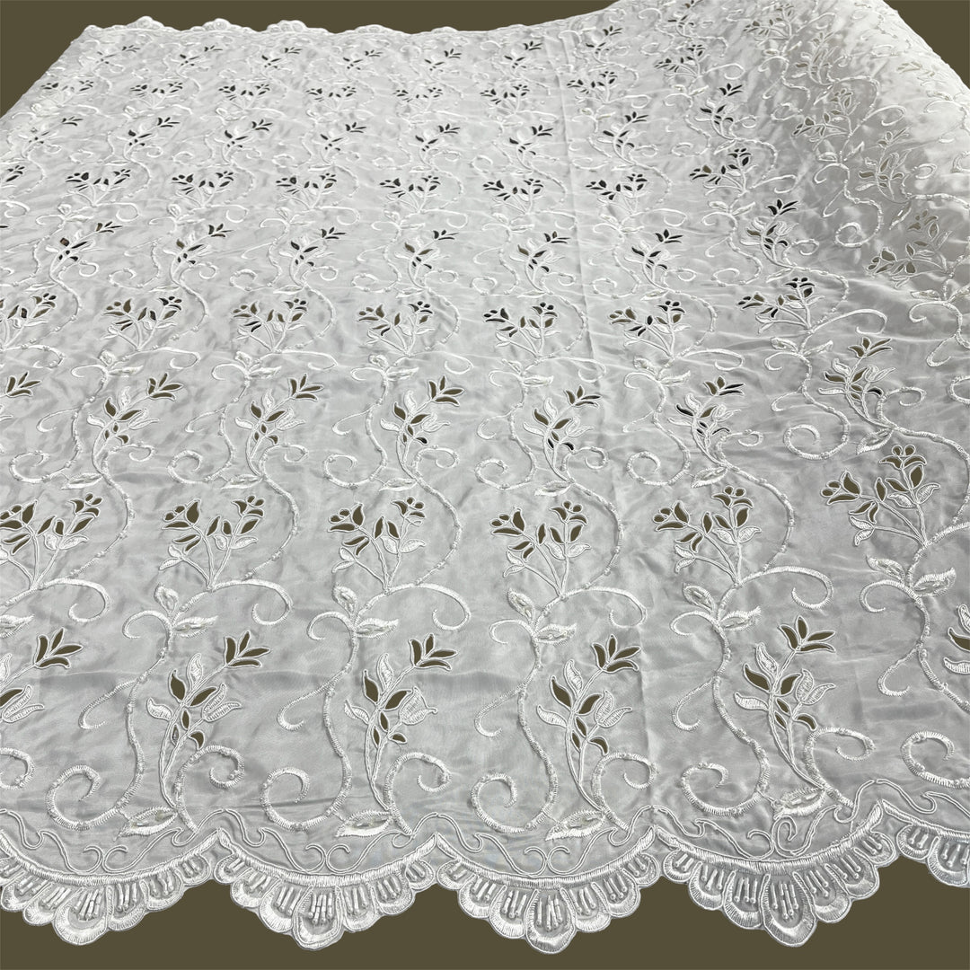 Beaded Bridal Lace Fabric Embroidered on 100% Polyester Satin | Lace USA - 96938T-BP