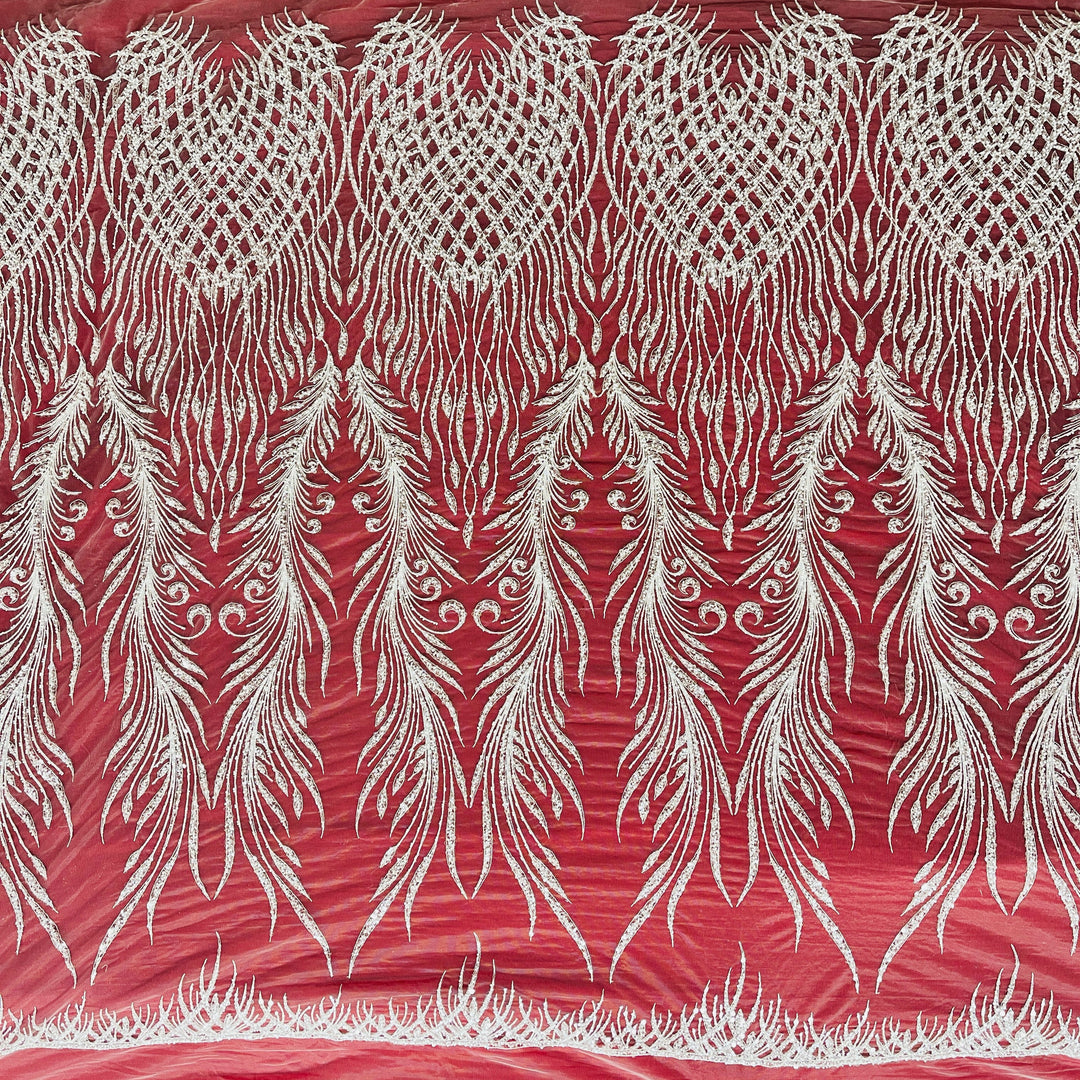 Beaded Lace Fabric Embroidered on 100% Polyester Net Mesh | Lace USA - GD-3785