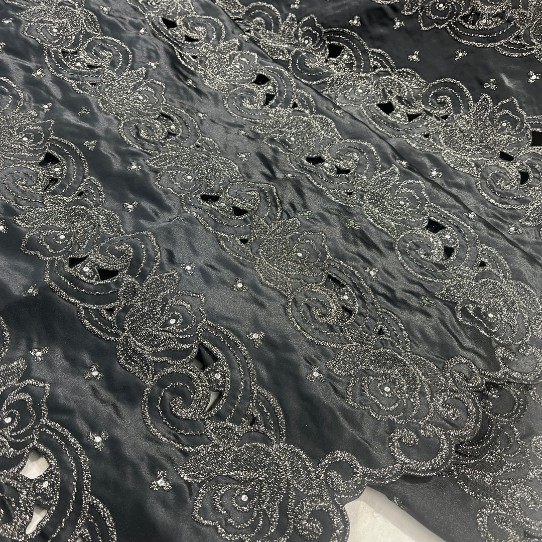 Beaded Bridal Lace Fabric Embroidered on 100% Polyester Satin | Lace USA - 41820S-RS
