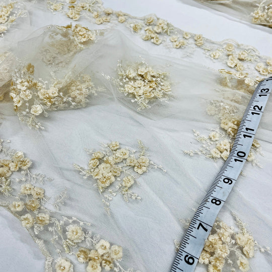 Beaded Double Sided 3D Floral Lace Trimming Embroidered on 100% Polyester Net Mesh | LaceUSA - GD-731