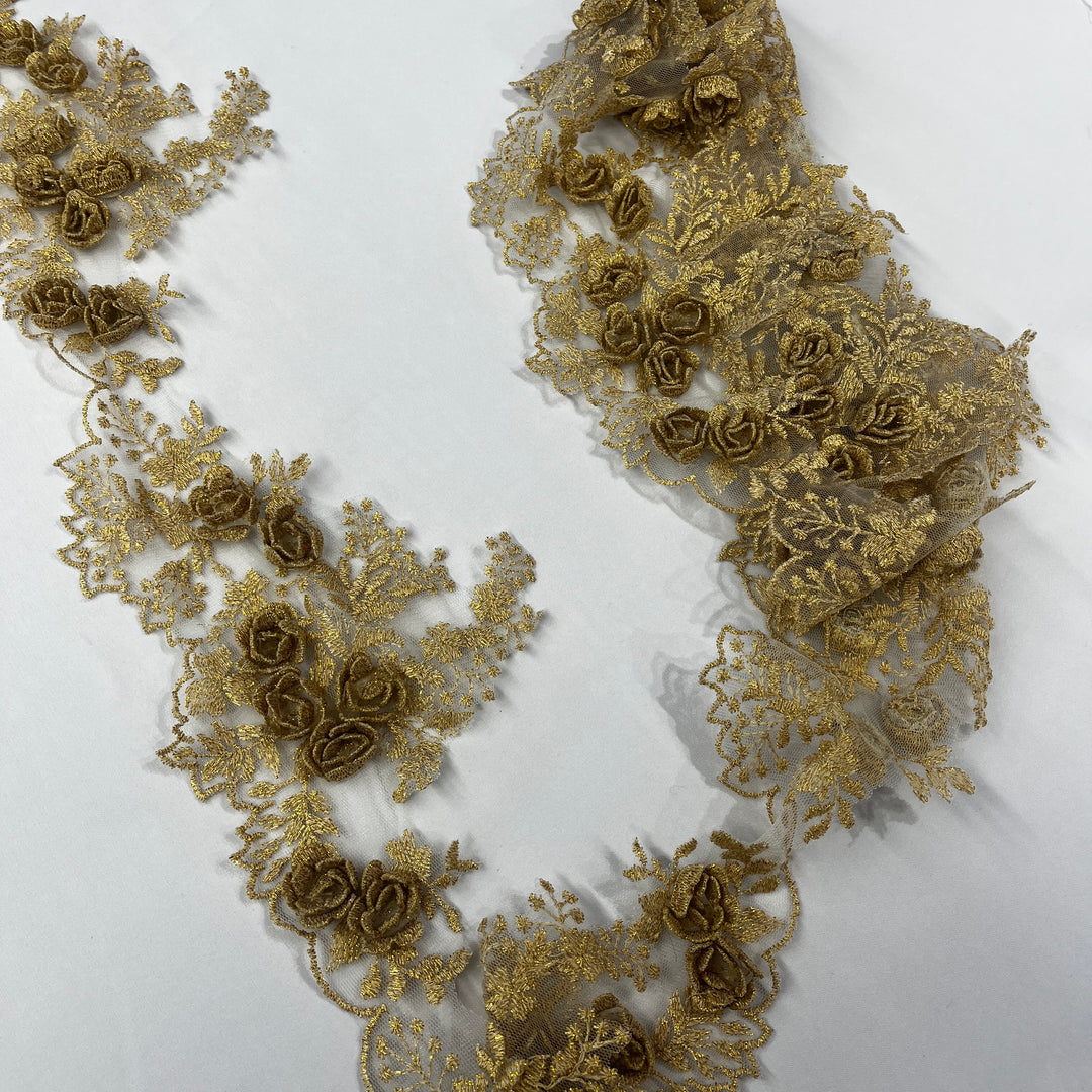3D Floral Lace Trimming Embroidered on 100% Polyester Net Mesh | Lace USA - 21853W