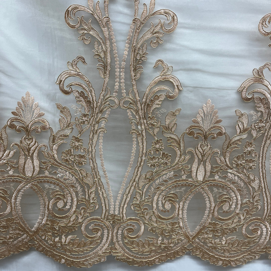 Corded Bridal Lace Fabric Embroidered on 100% Polyester Net Mesh | Lace USA - 97206