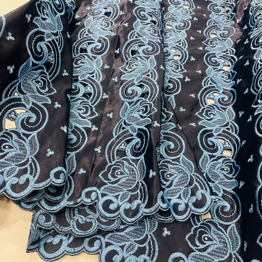 Beaded Bridal Lace Fabric Embroidered on 100% Polyester Satin | Lace USA - 41820S-RS