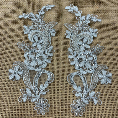 Beaded & Corded Floral Lace Applique Embroidered on 100% Polyester | Lace USA - KZ-67