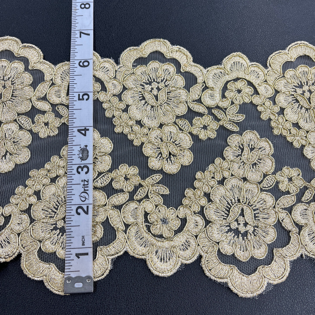 Corded Double Sided Lace Trimming Embroidered on 100% Polyester Net Mesh | Lace USA - 97127W/2