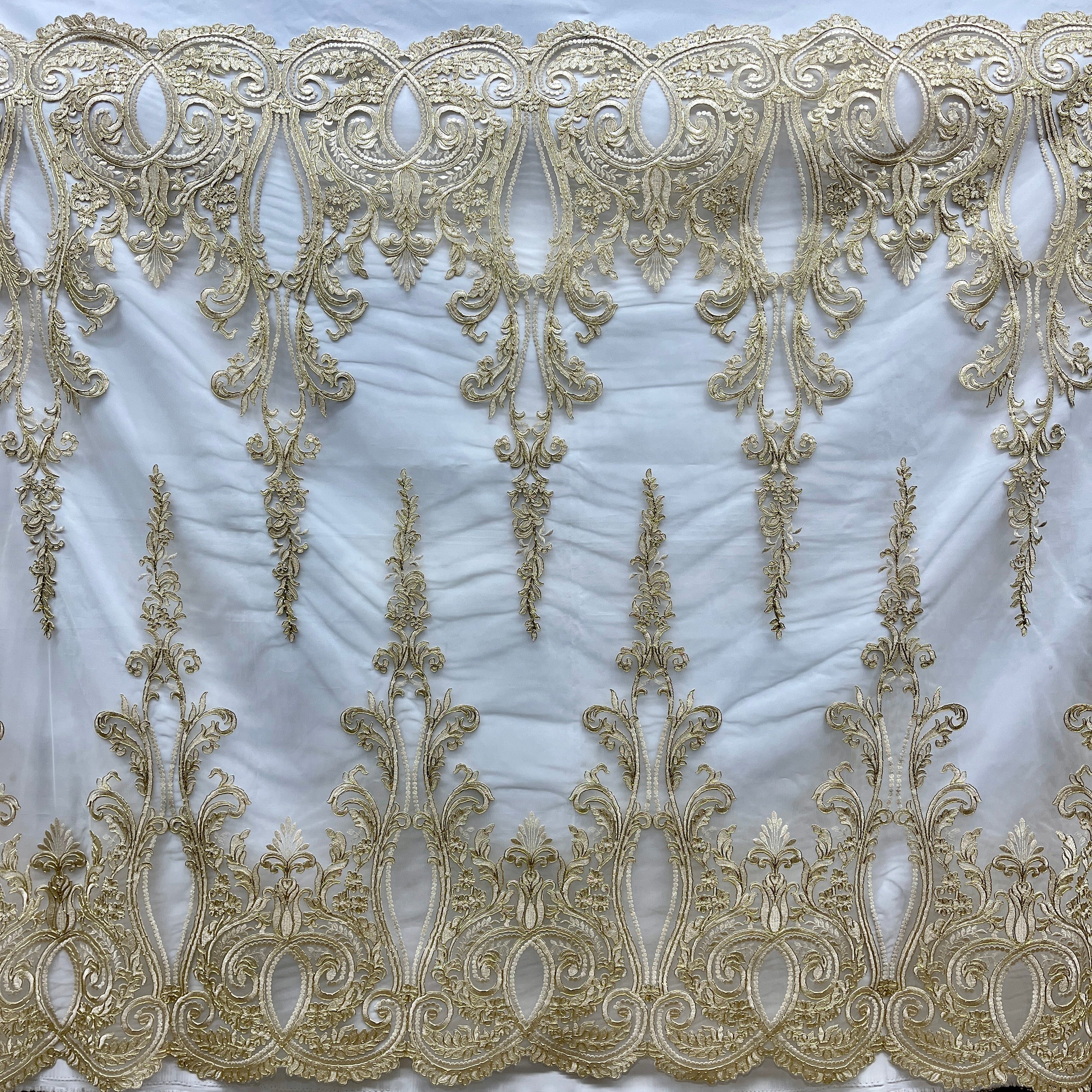 Corded Bridal Lace Fabric Embroidered on 100% Polyester Net Mesh | Lace USA - 97206