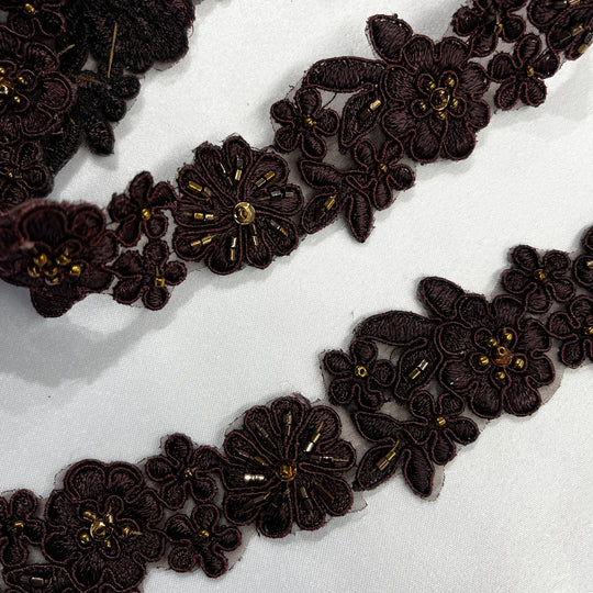 Beaded & Corded Lace Trimming Embroidered on 100% Polyester  Organza | Lace USA - 96278N-BP