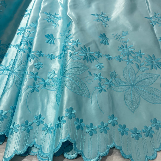 Bridal Lace Fabric Embroidered on 100% Polyester Satin | Lace USA - 31051S