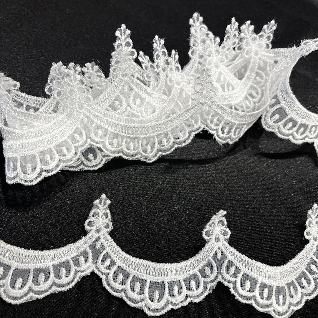 Embroidered Lace Trimming Embroidered on 100% Polyester Organza | Lace USA - 21618N